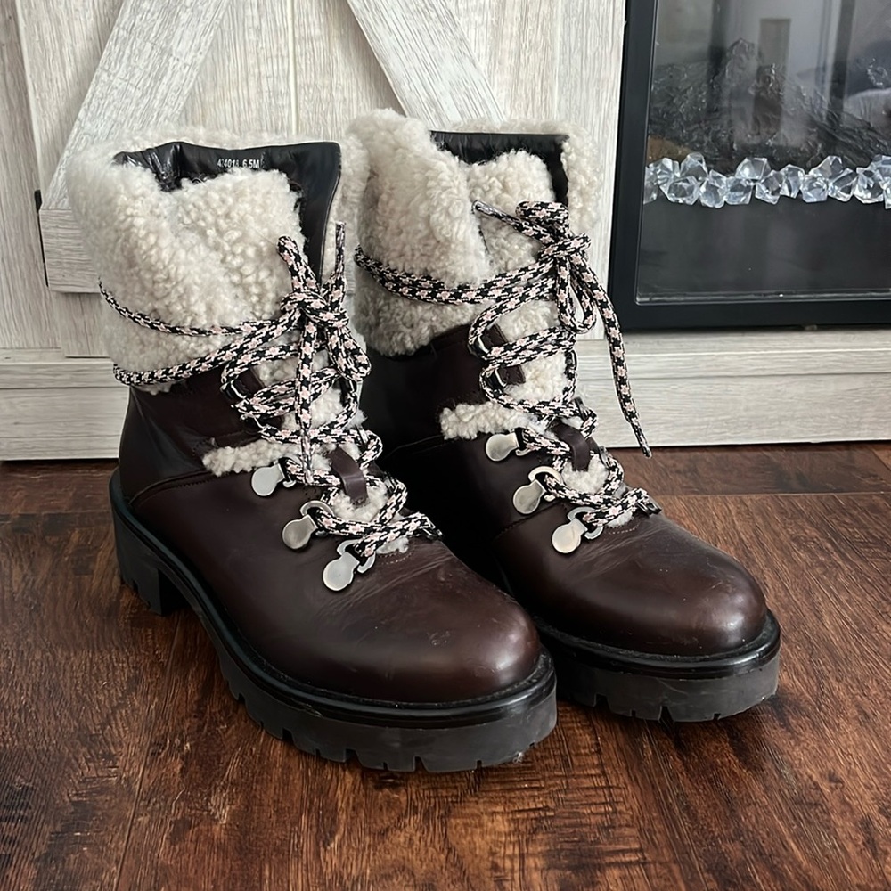 Aquatalia Jamie Shearling and Leather Boots